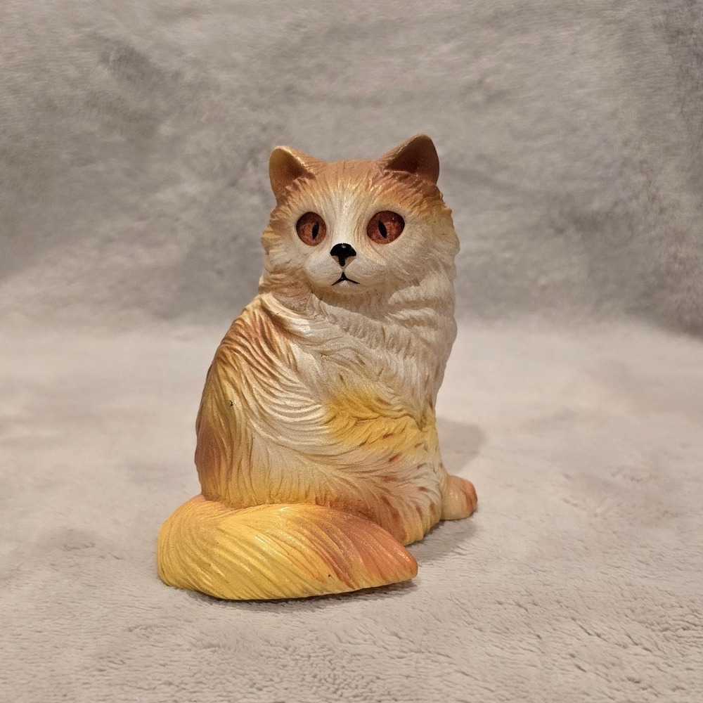 Vintage 1990 Newray Fluffy Cat Figurine Ornament Cute Collectible Toy Home Decor